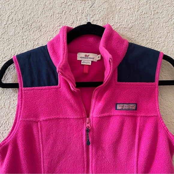 VINEYARD VINES FLEECE ZIP UP VEST PINK NAVY BLUE - Picture 4 of 12
